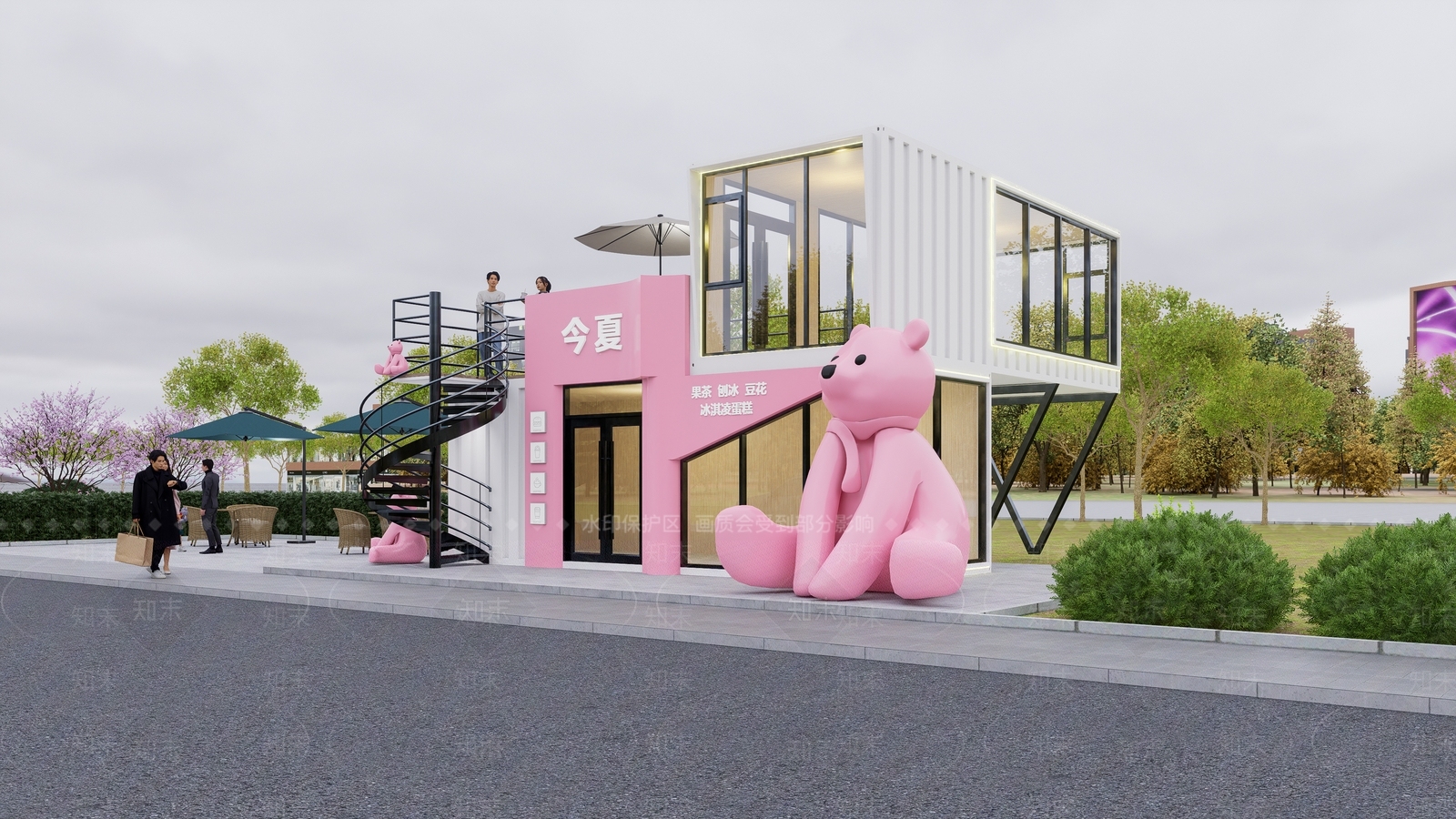 现代餐饮建筑SU模型下载【ID:1169633117】
