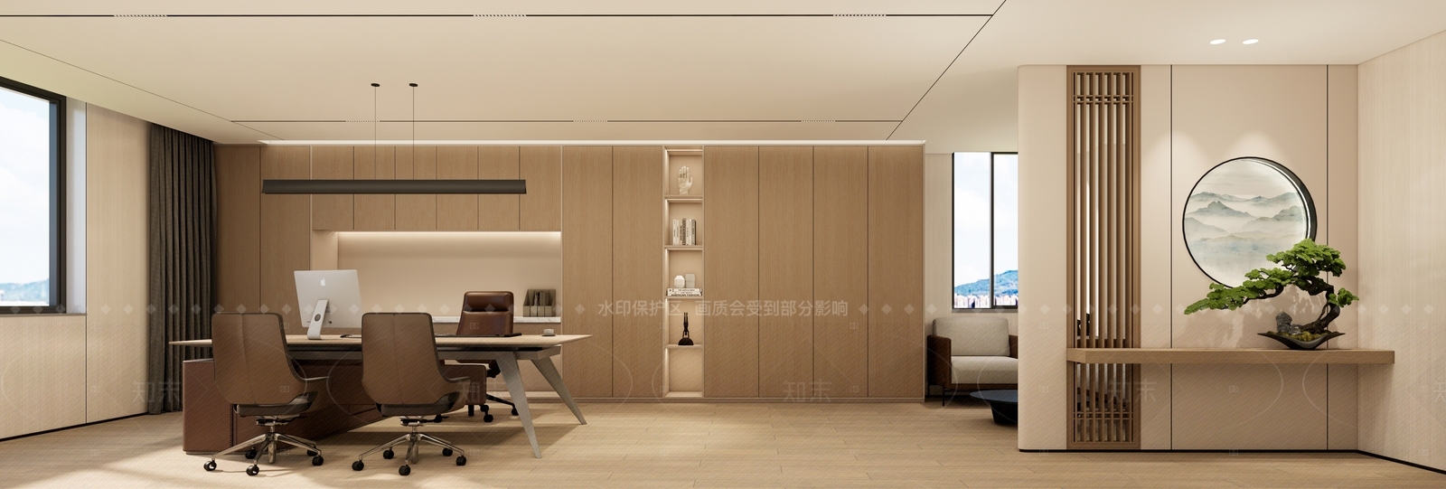 新中式办公室SU模型下载【ID:1216002542】