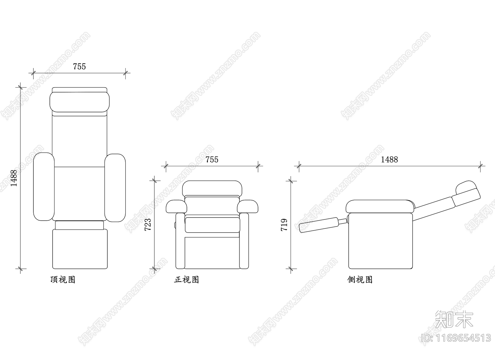 现代休息室cad施工图下载【ID:1169654513】