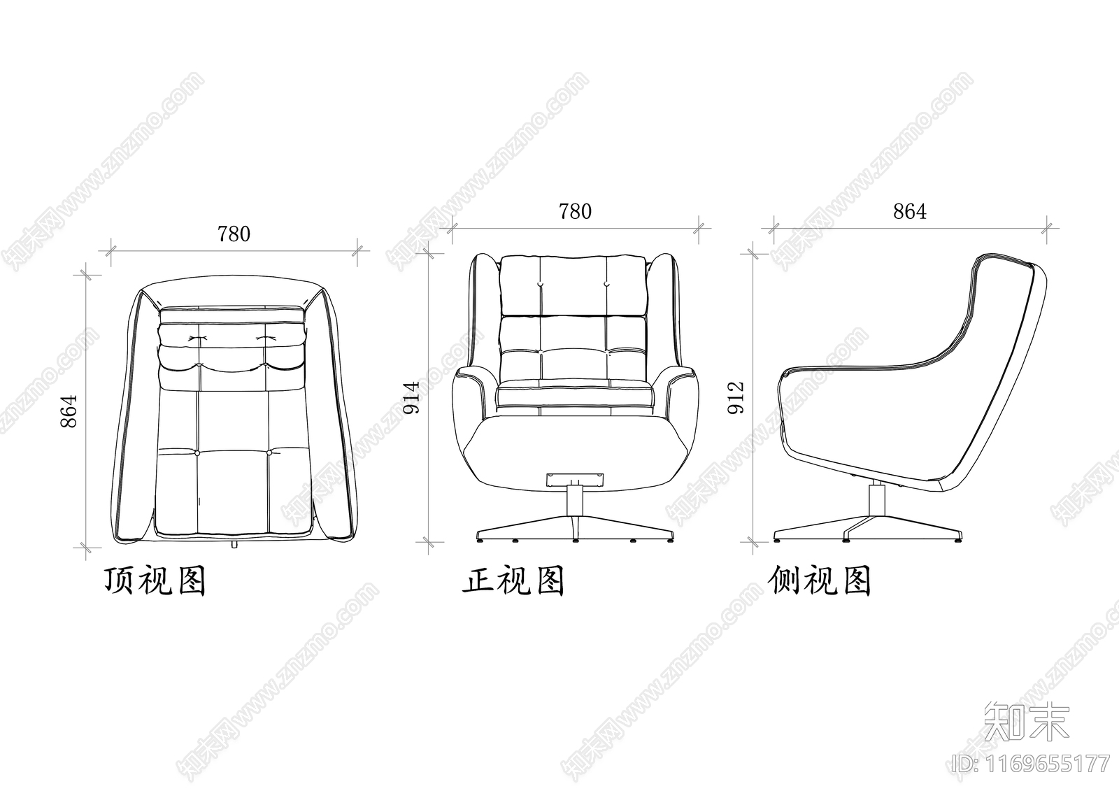 现代休息室cad施工图下载【ID:1169655177】