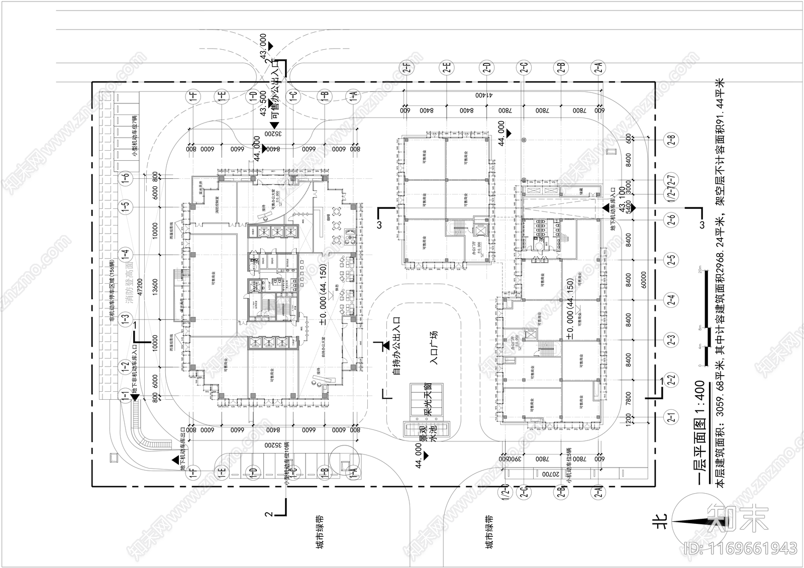 现代办公楼建筑施工图下载【ID:1169661943】