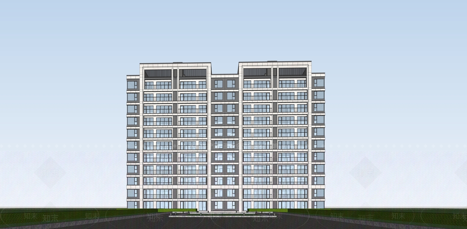 现代高层住宅SU模型下载【ID:1169664058】