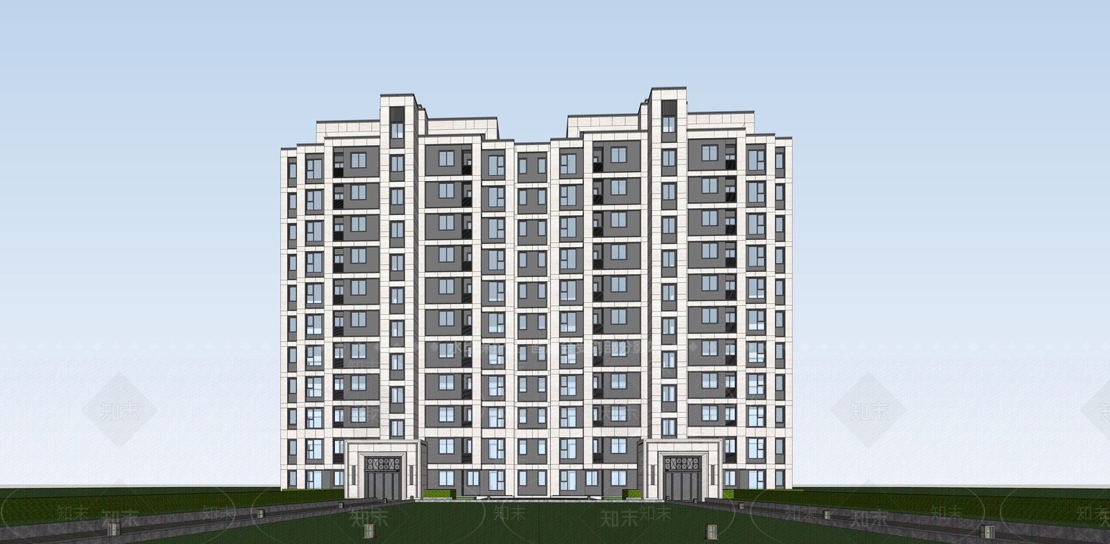 现代高层住宅SU模型下载【ID:1169664058】