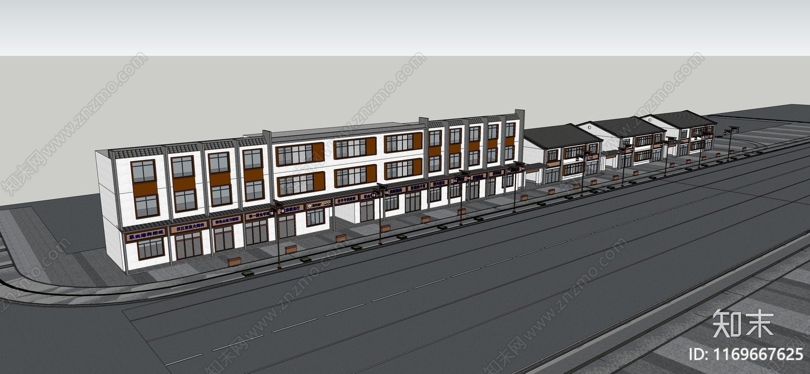 现代商业街SU模型下载【ID:1169667625】