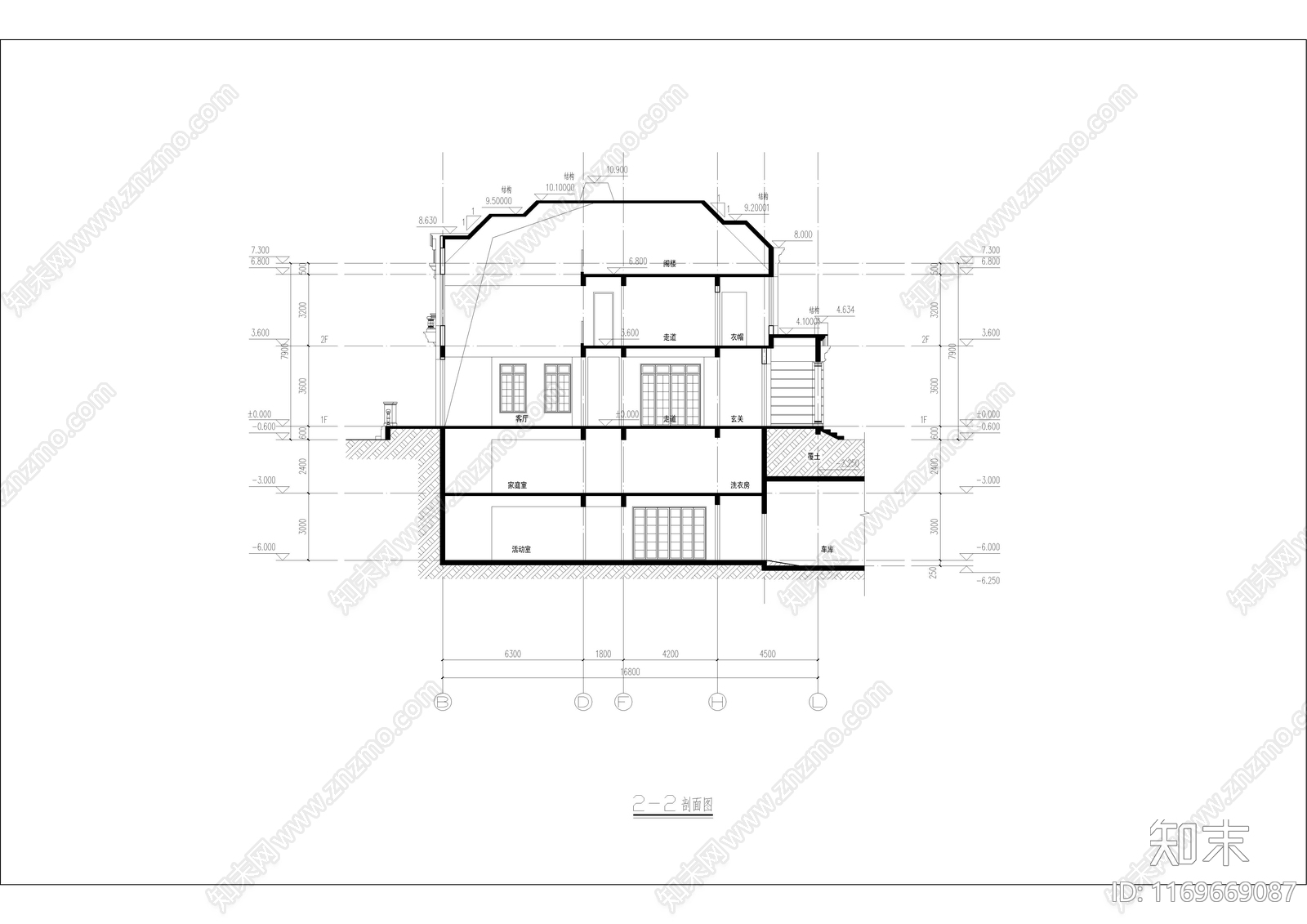 法式别墅建筑cad施工图下载【ID:1169669087】