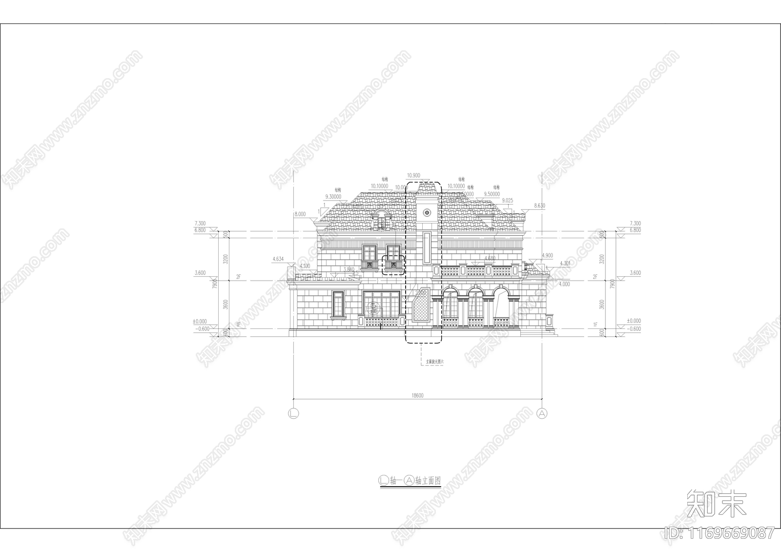 法式别墅建筑cad施工图下载【ID:1169669087】