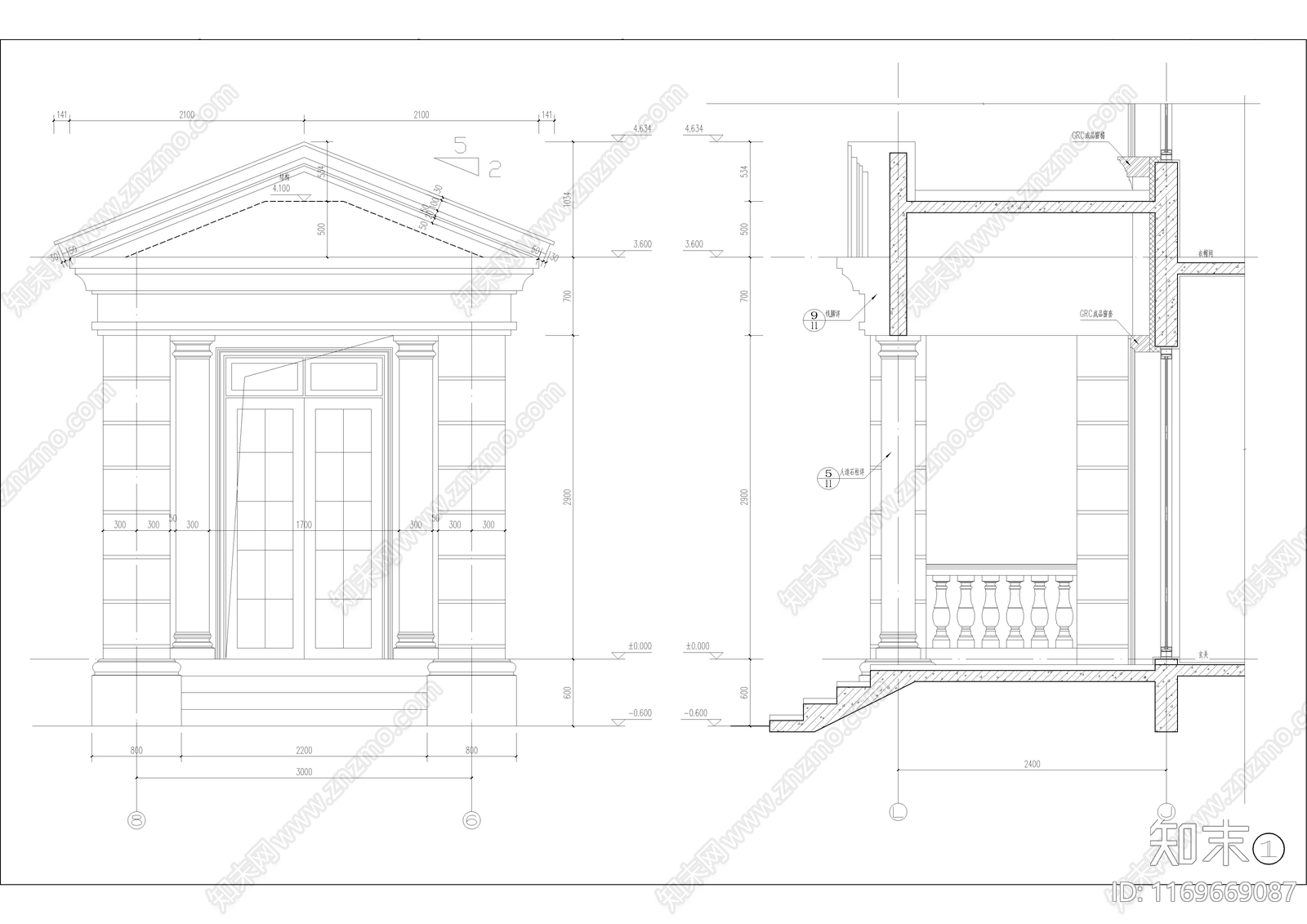 法式别墅建筑cad施工图下载【ID:1169669087】