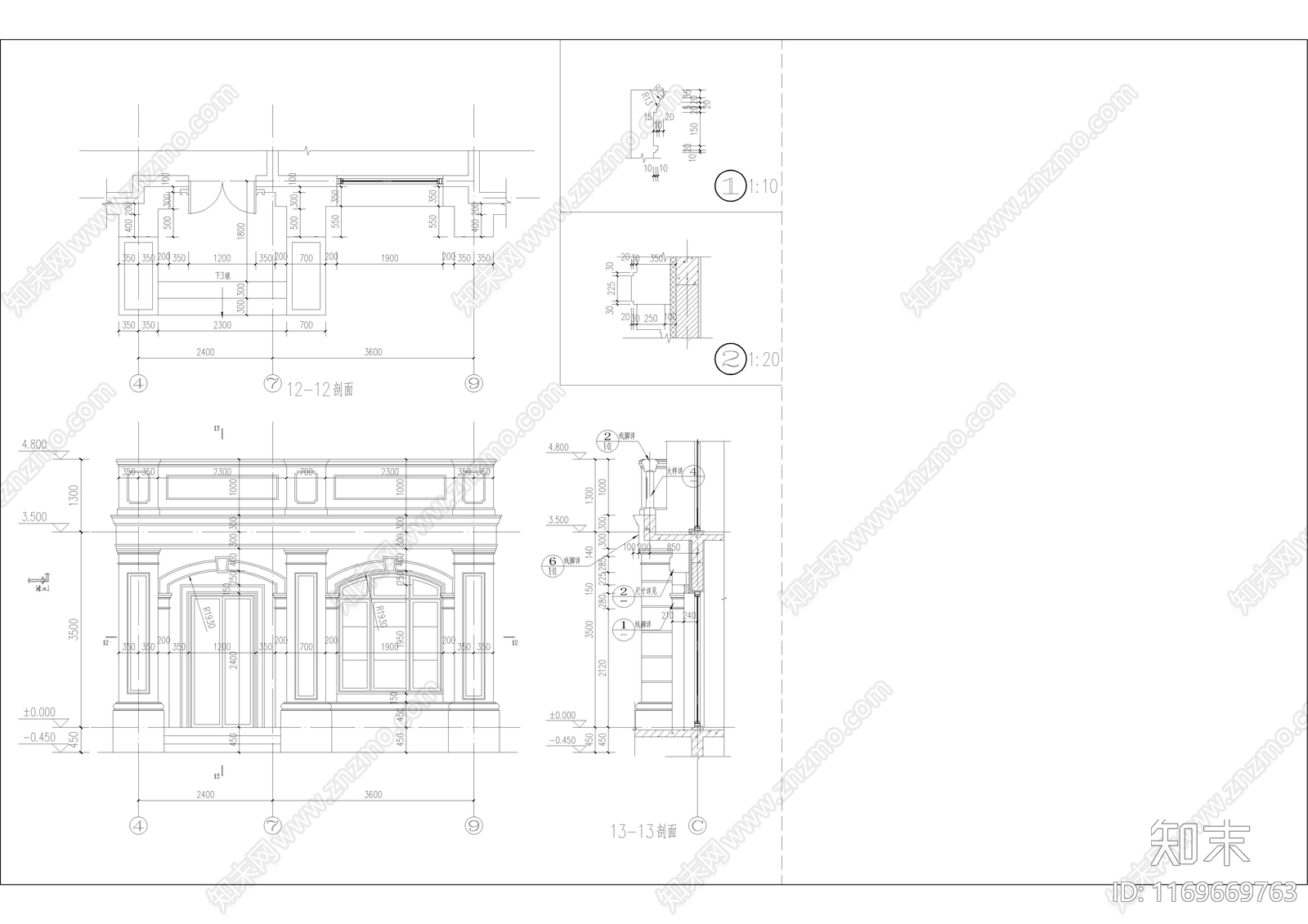 法式别墅建筑cad施工图下载【ID:1169669763】