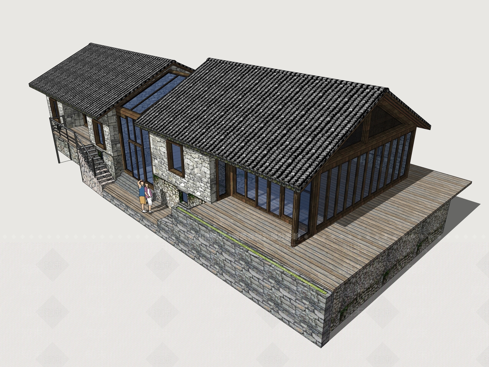 现代民宿建筑SU模型下载【ID:1169675713】