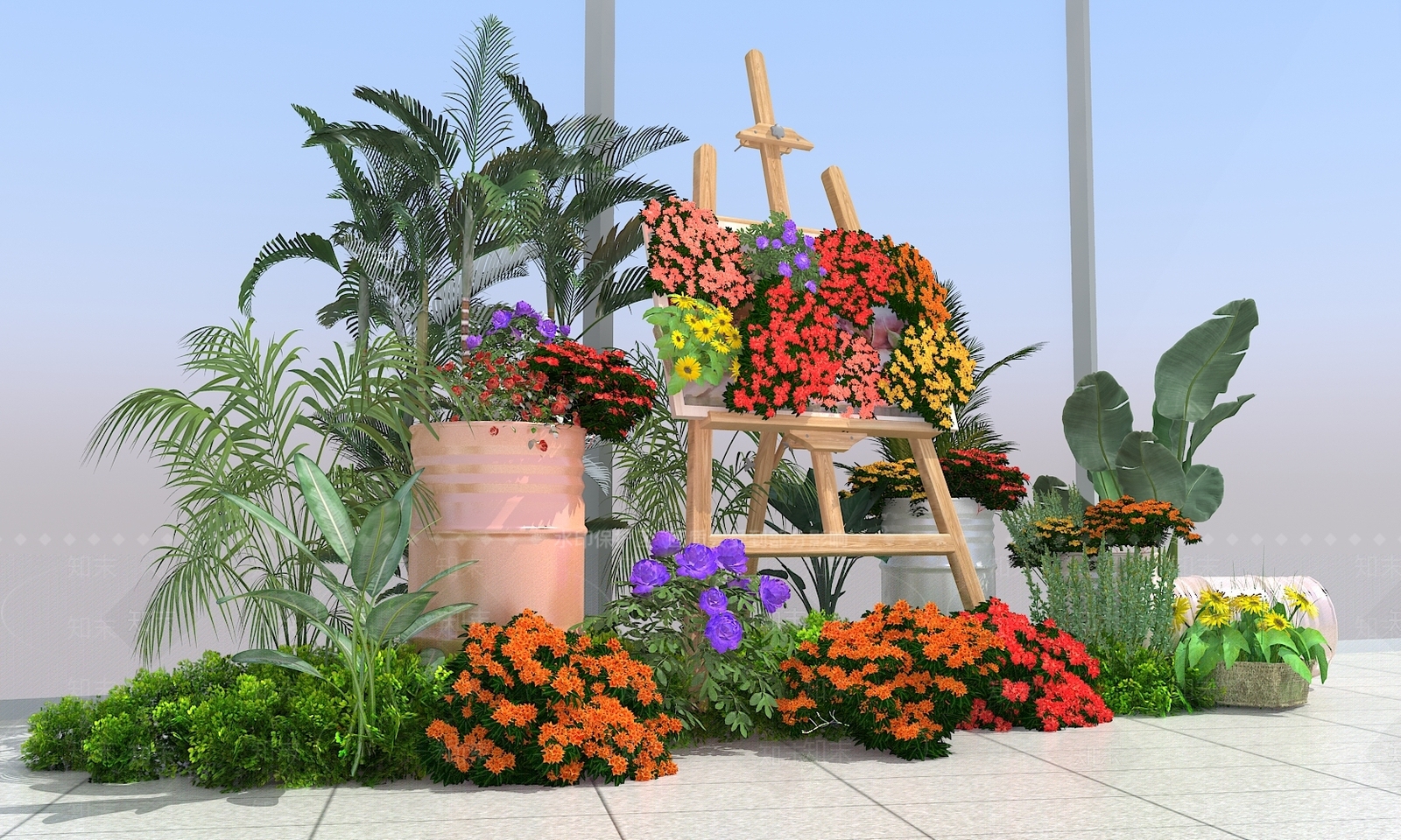 花草组合3D模型下载【ID:1169677041】