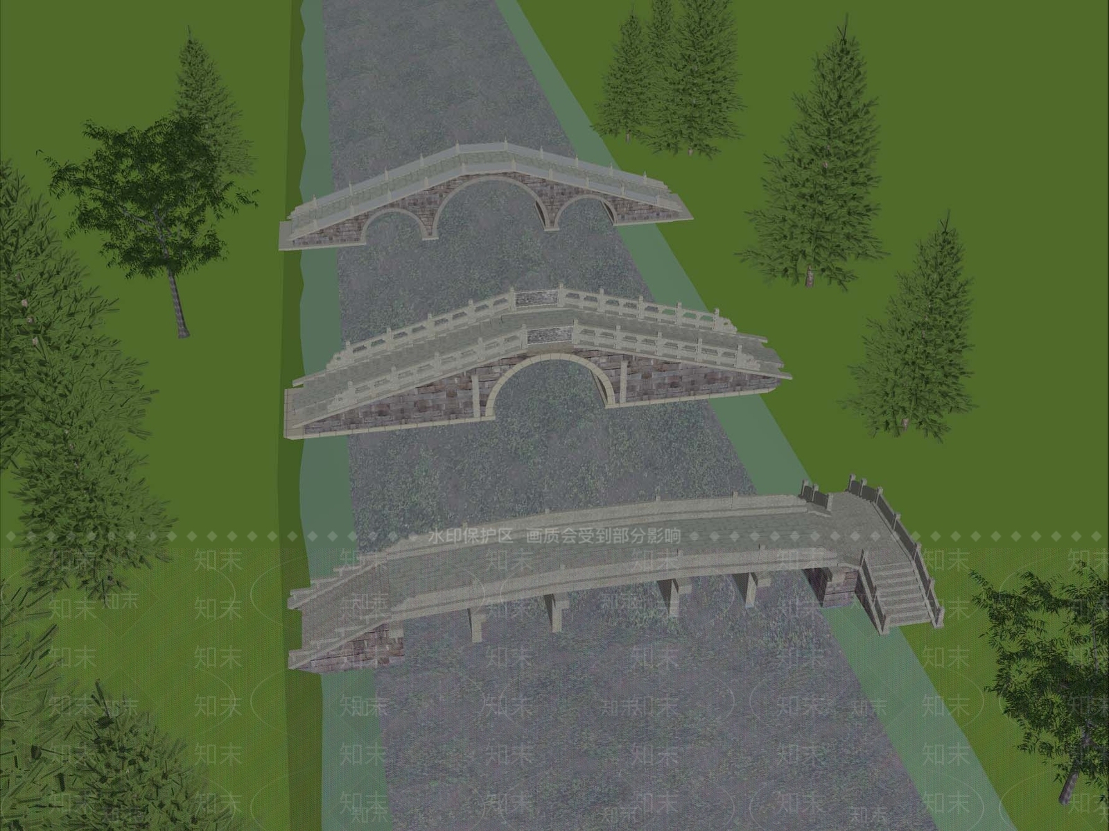 新中式中式景观桥SU模型下载【ID:1169678490】