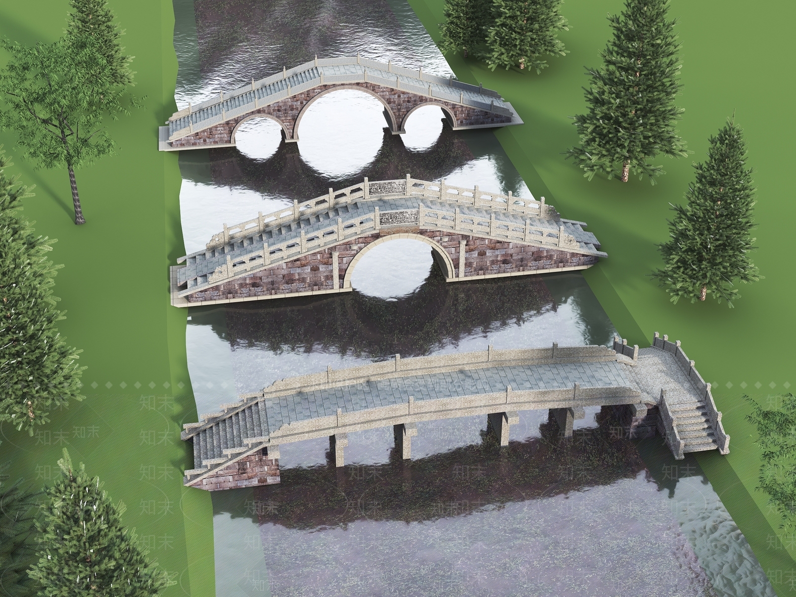 新中式中式景观桥SU模型下载【ID:1169678490】