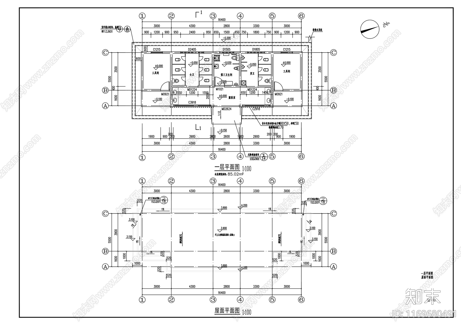现代公厕cad施工图下载【ID:1169680491】