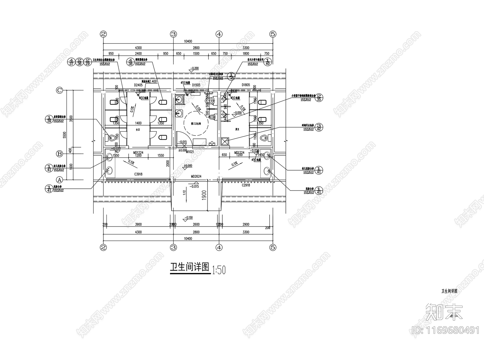 现代公厕cad施工图下载【ID:1169680491】
