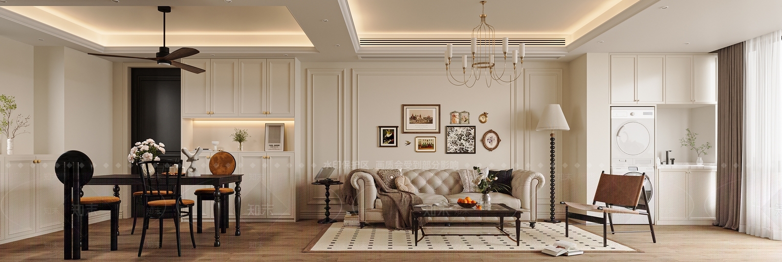 美式法式家居客厅3D模型下载【ID:1169681157】