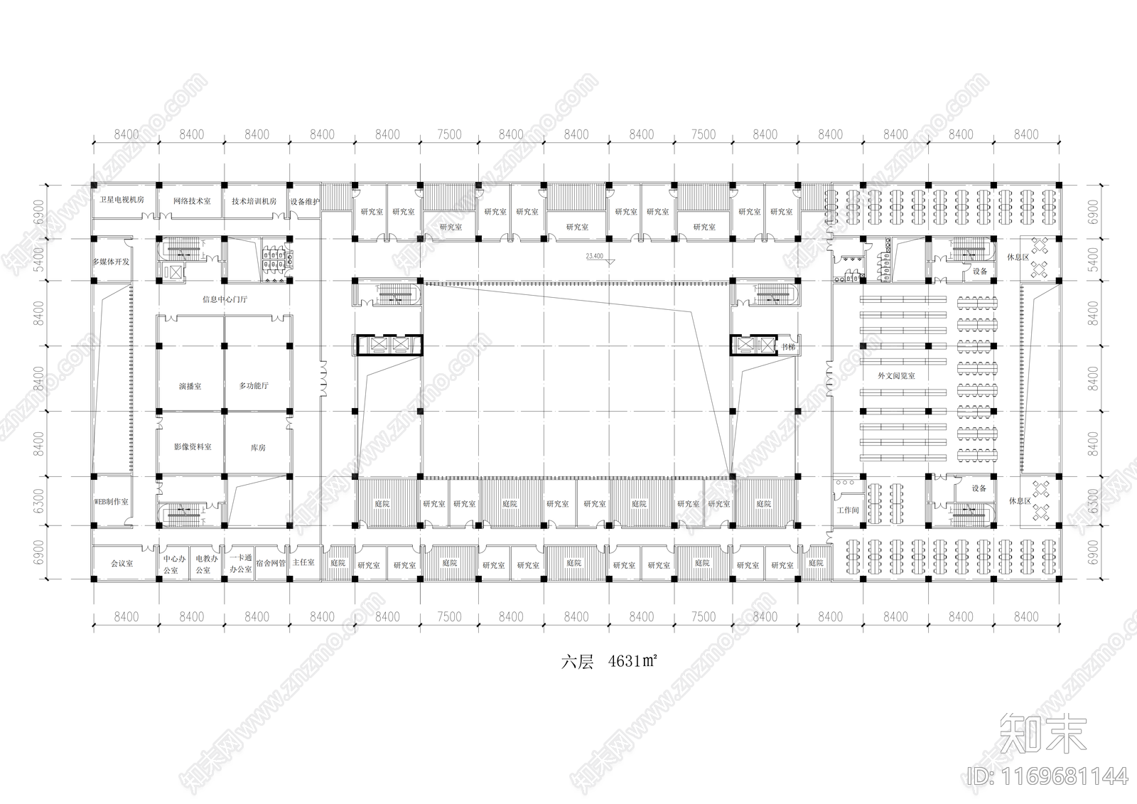 现代图书馆建筑施工图下载【ID:1169681144】