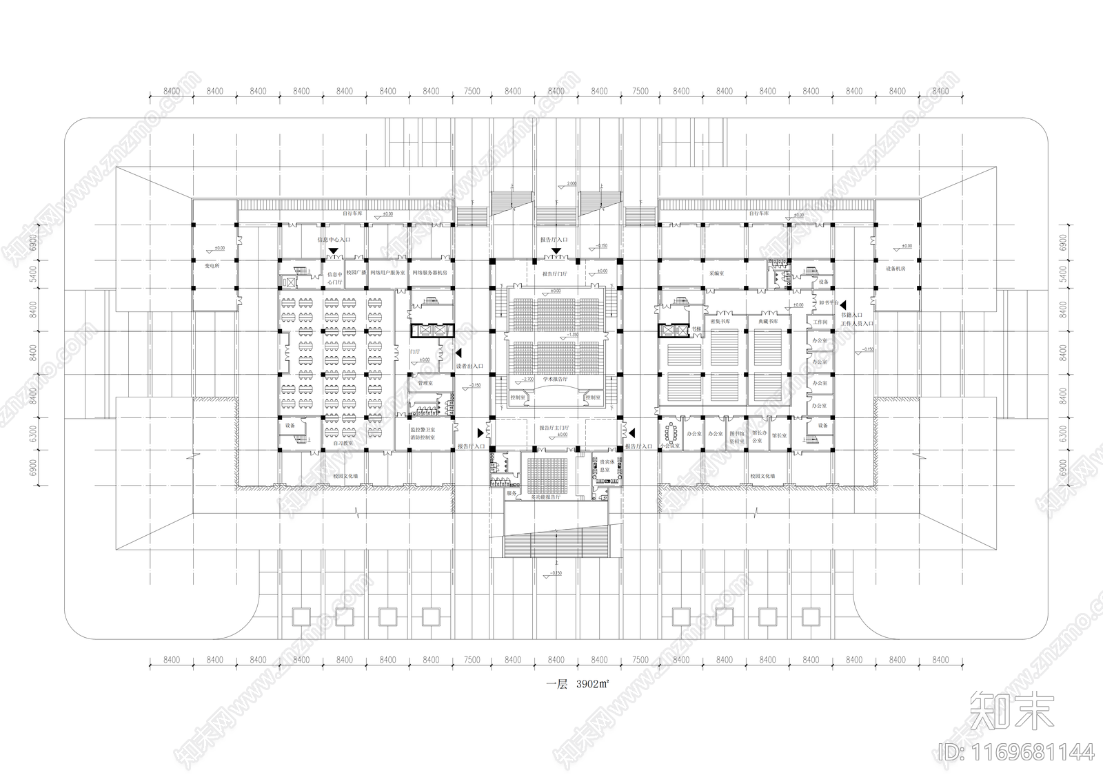 现代图书馆建筑施工图下载【ID:1169681144】