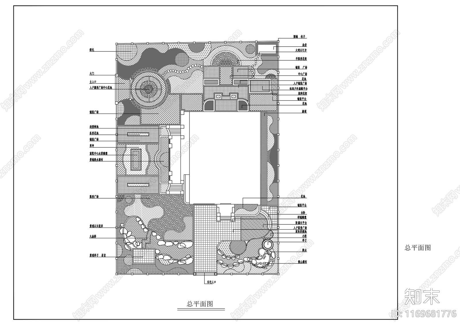 现代庭院cad施工图下载【ID:1169681776】