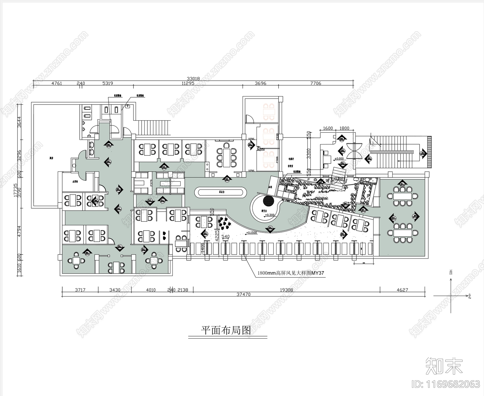 现代新中式茶馆cad施工图下载【ID:1169682063】