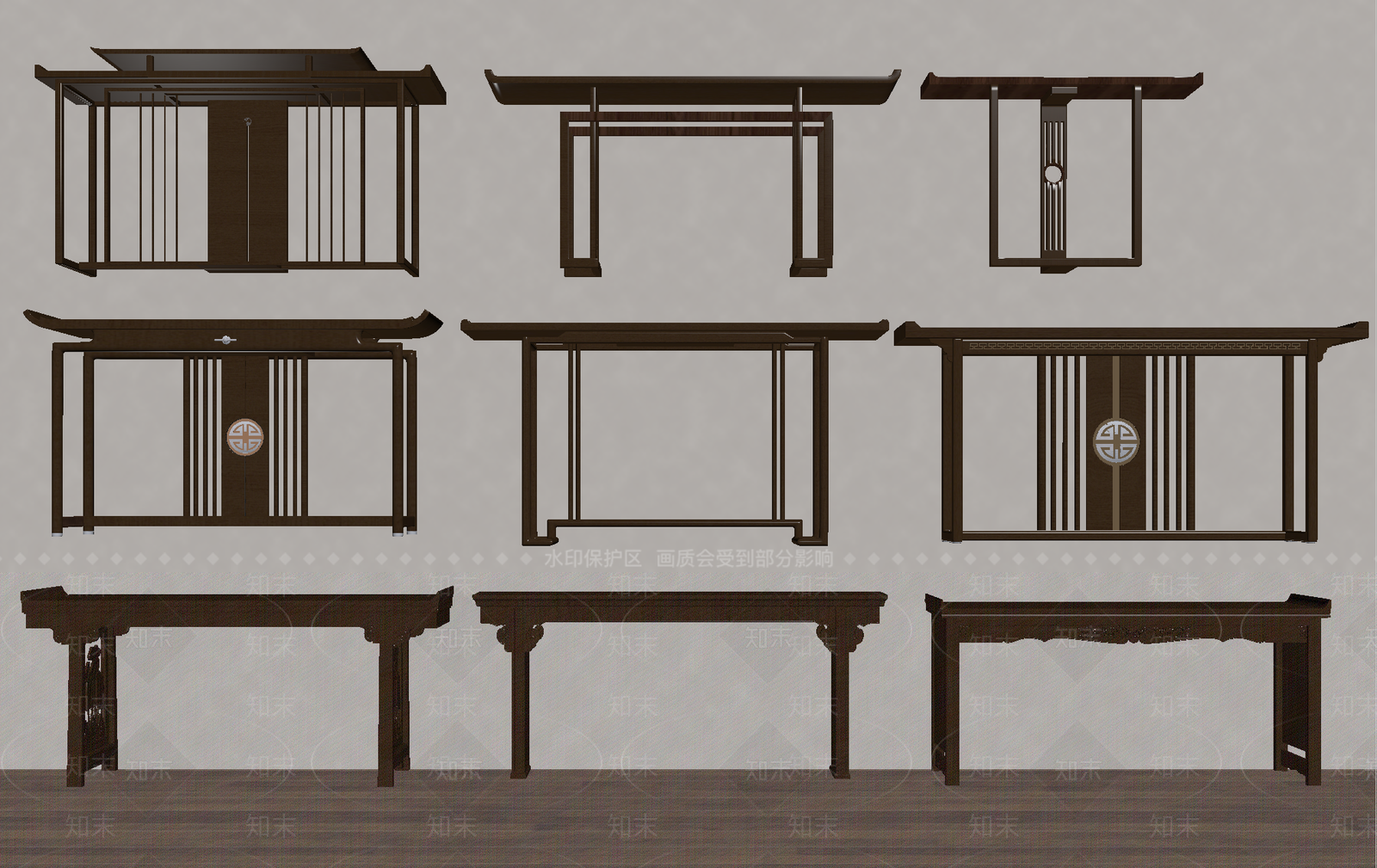 新中式条案SU模型下载【ID:1169683964】