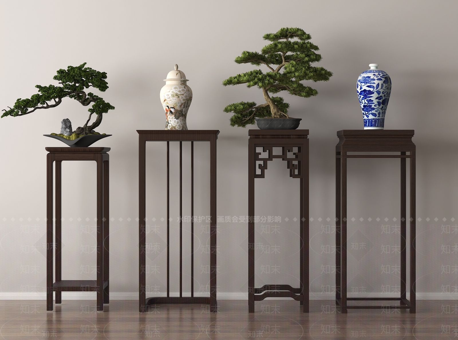 新中式花架3D模型下载【ID:1169684250】