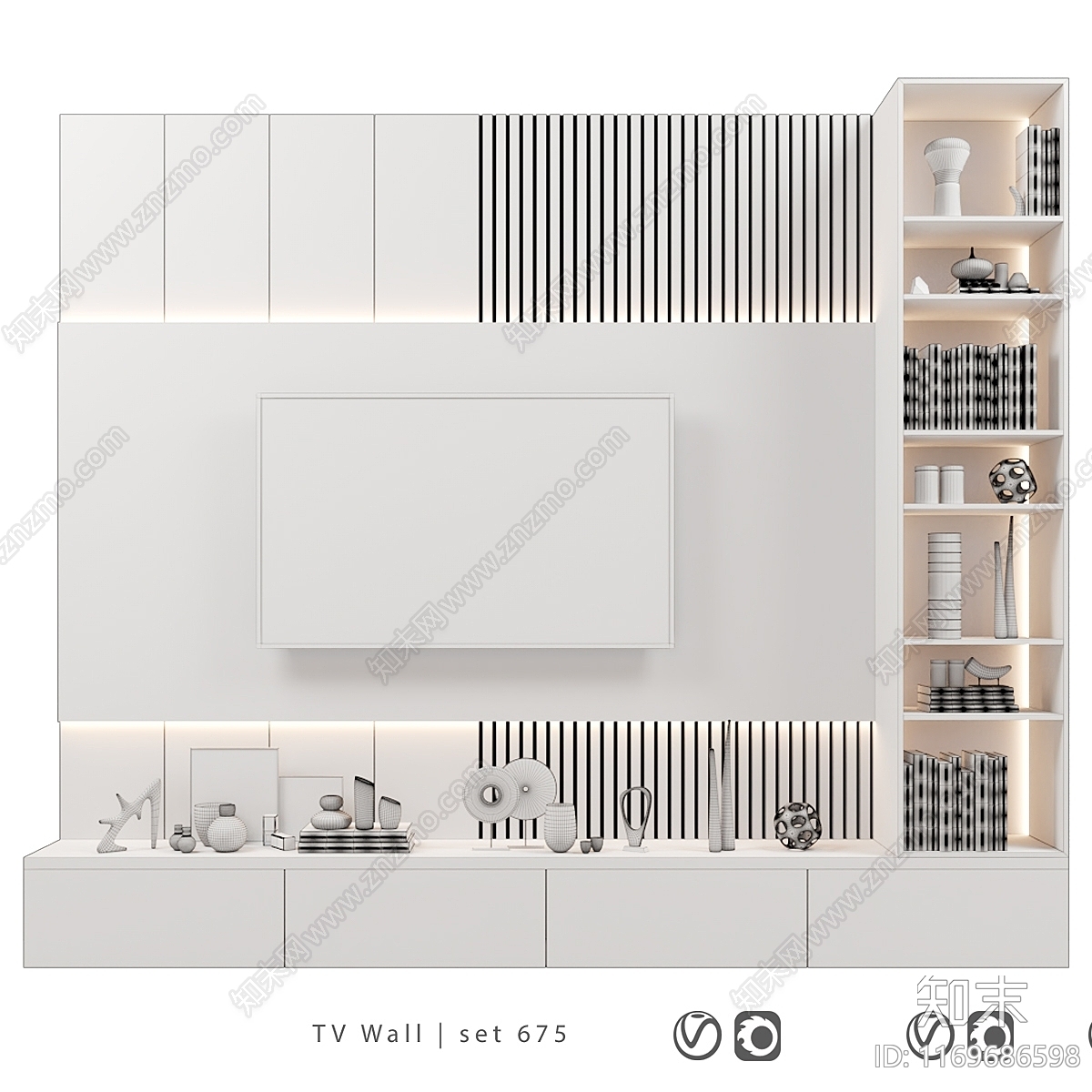 电视背景墙3D模型下载【ID:1169686598】