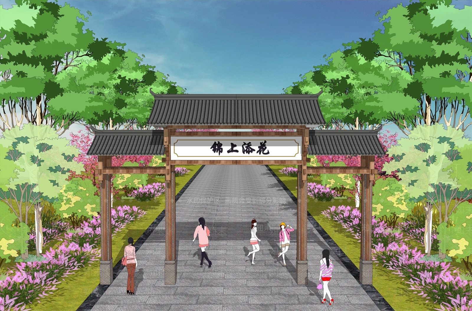 现代新中式牌坊牌楼SU模型下载【ID:1169694320】