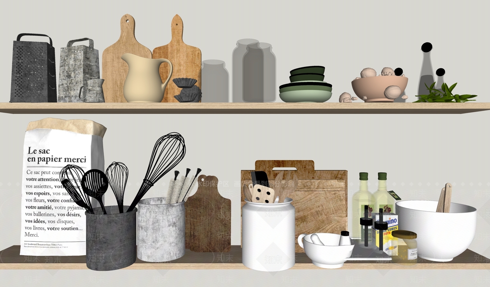 厨房用品组合SU模型下载【ID:1169696494】