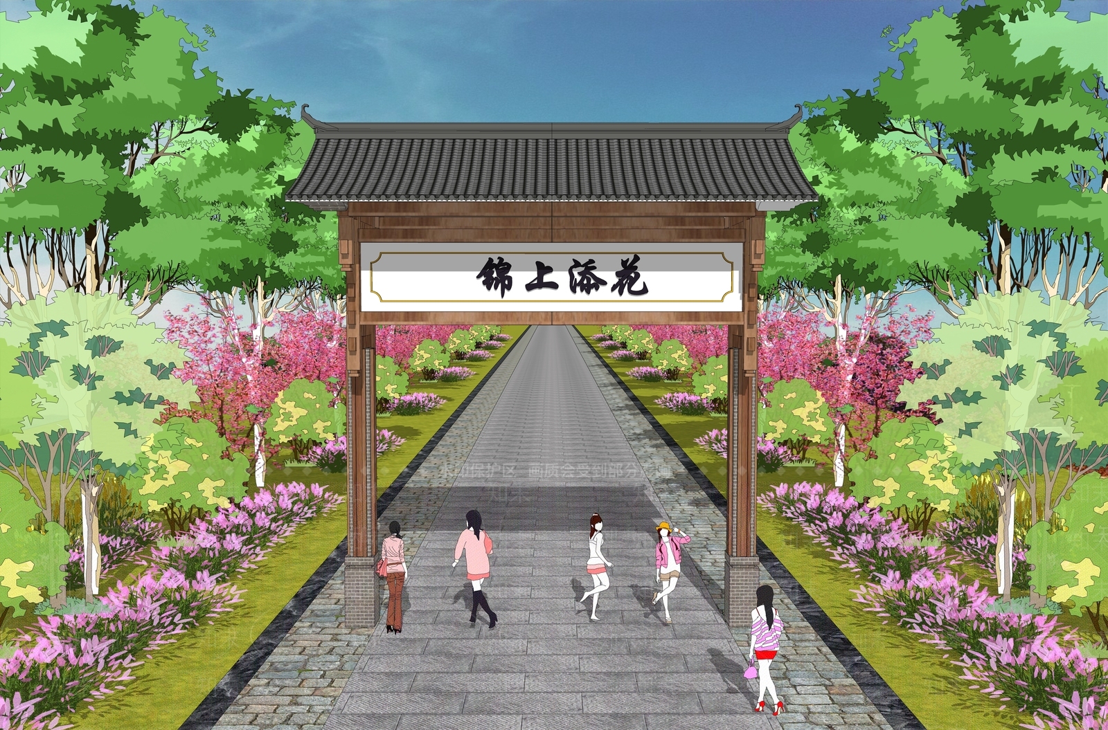 现代新中式牌坊牌楼SU模型下载【ID:1169696626】