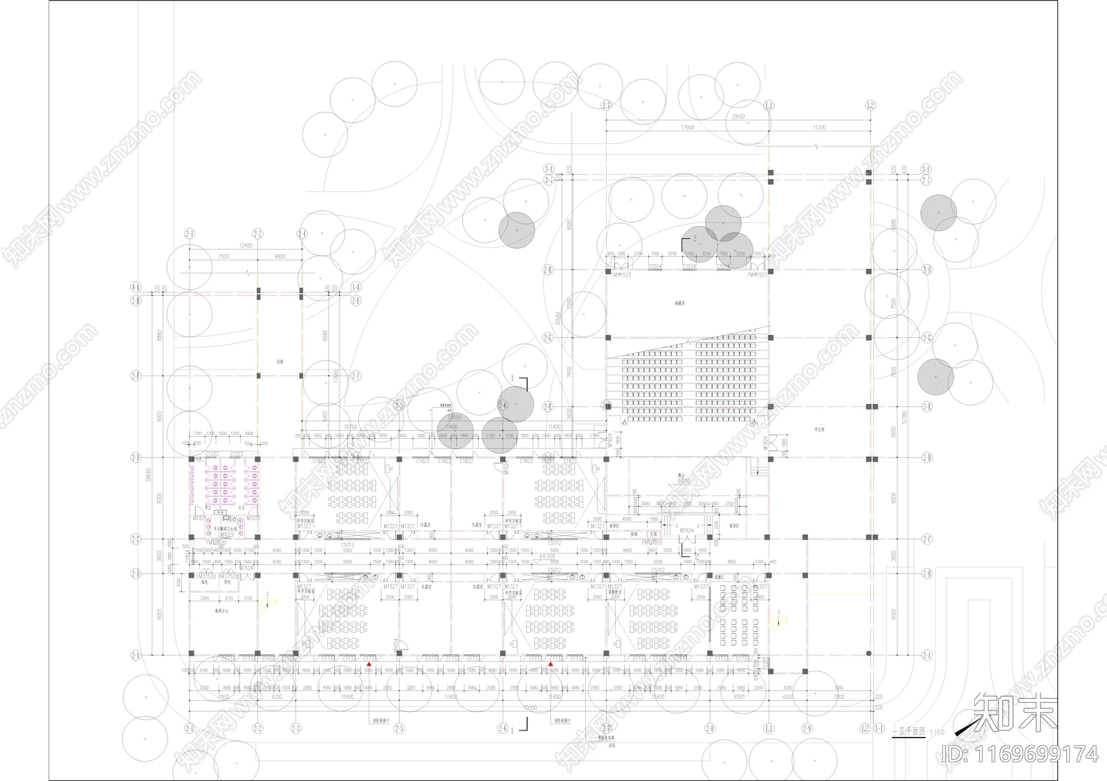 极简简约学校建筑cad施工图下载【ID:1169699174】