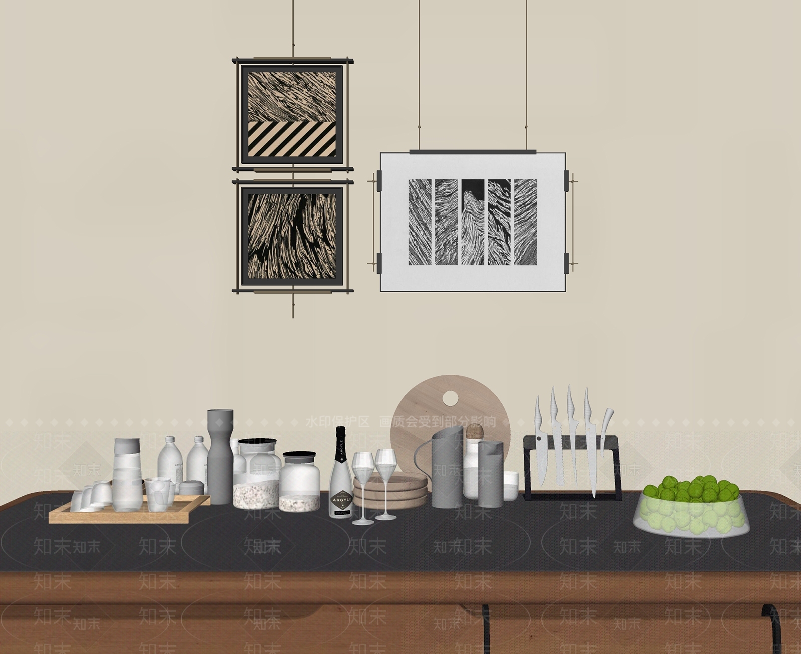 厨房用品组合SU模型下载【ID:1169699260】