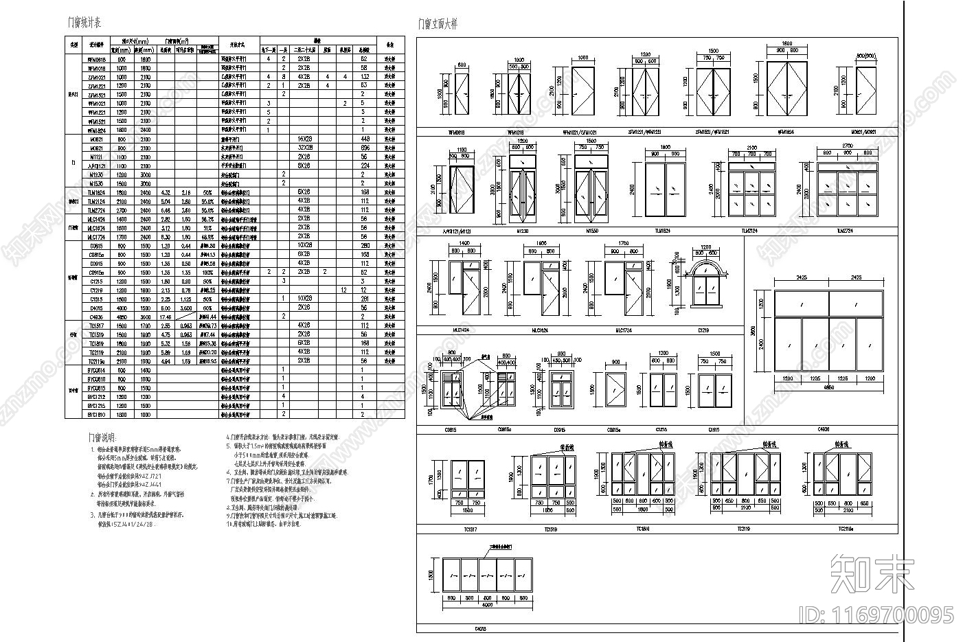 现代综合门窗施工图下载【ID:1169700095】