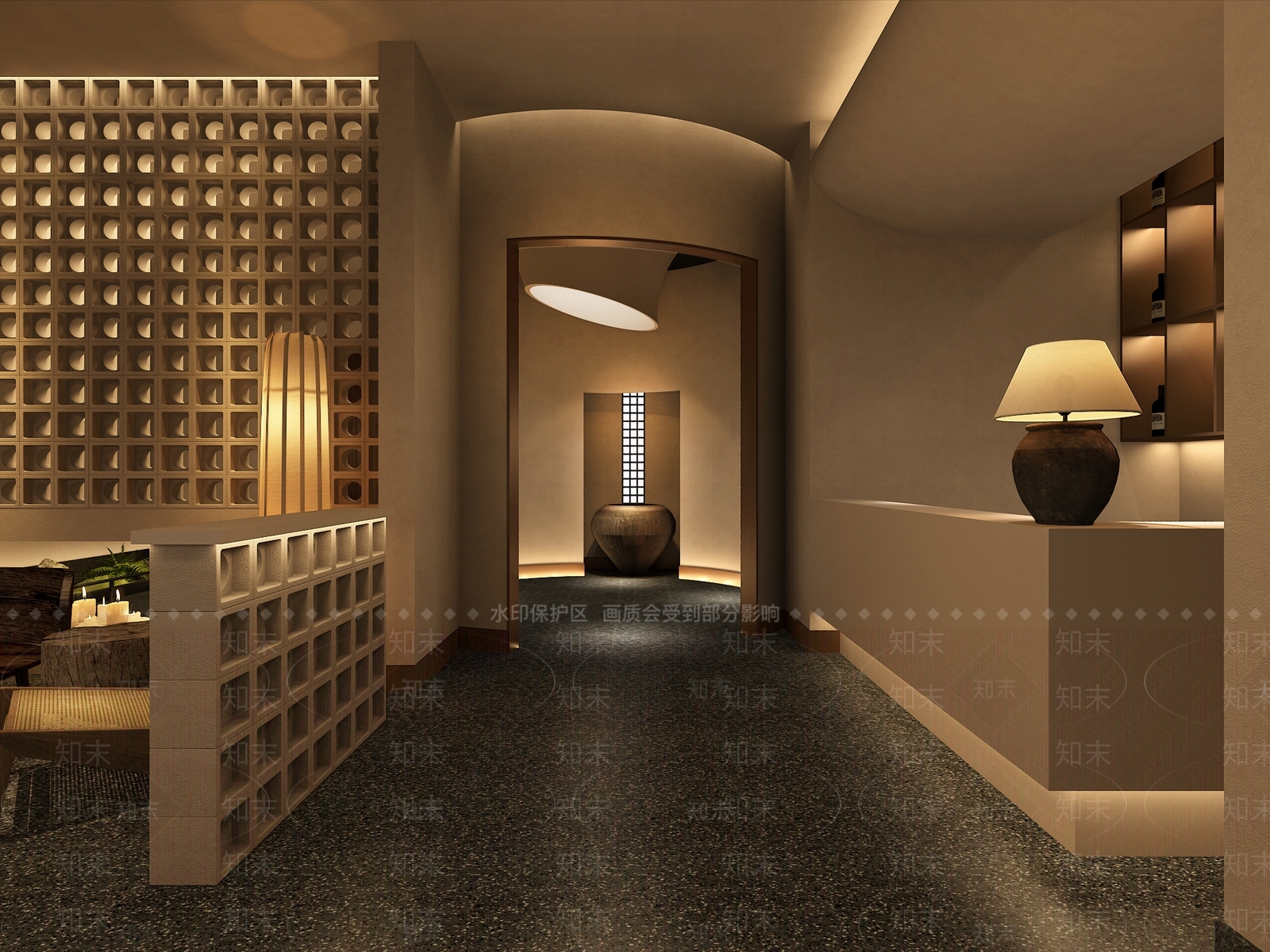 侘寂酒店大堂3D模型下载【ID:1214714928】