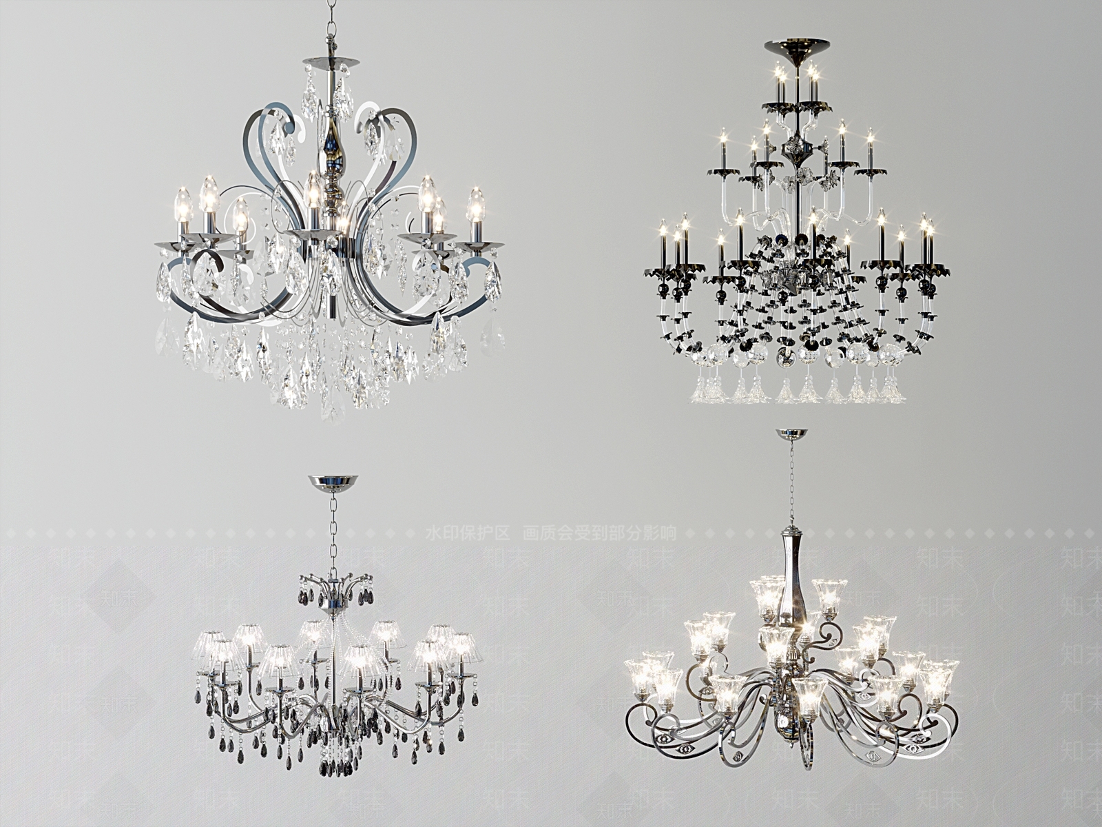 欧式法式吊灯SU模型下载【ID:1169707908】