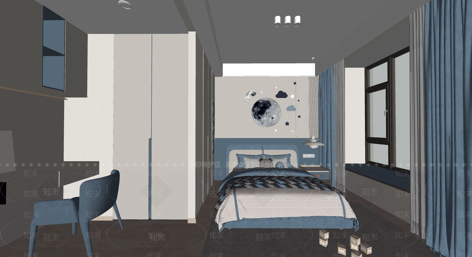 现代简约通用儿童房SU模型下载【ID:1169731325】