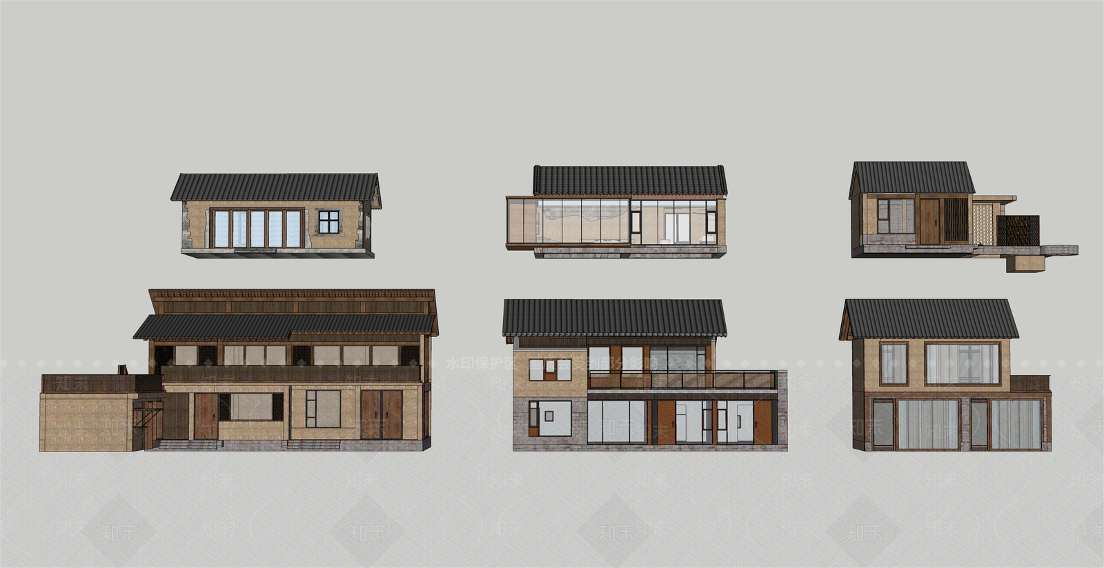 新中式禅意乡村民房SU模型下载【ID:1169752688】