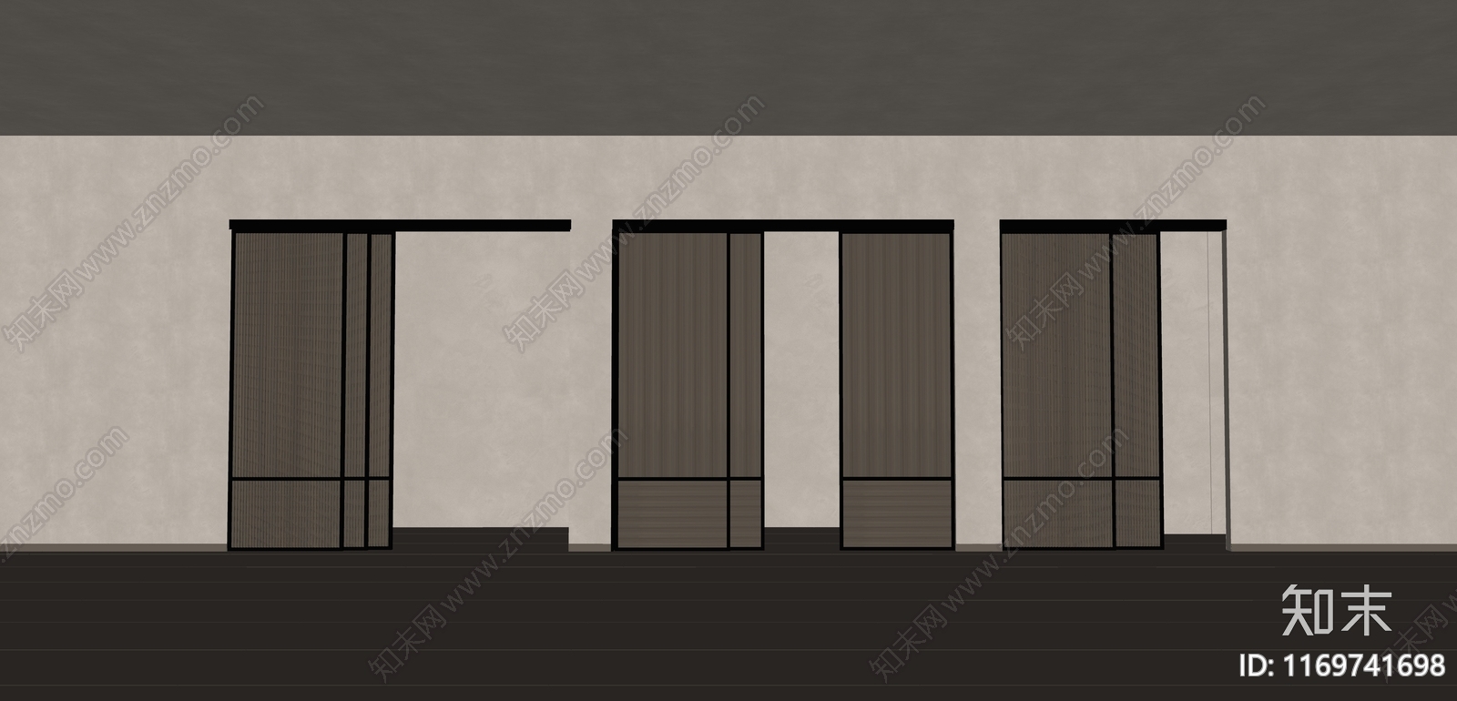现代侘寂推拉门SU模型下载【ID:1169741698】