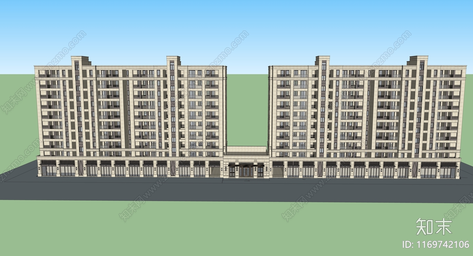 现代极简高层住宅SU模型下载【ID:1169742106】