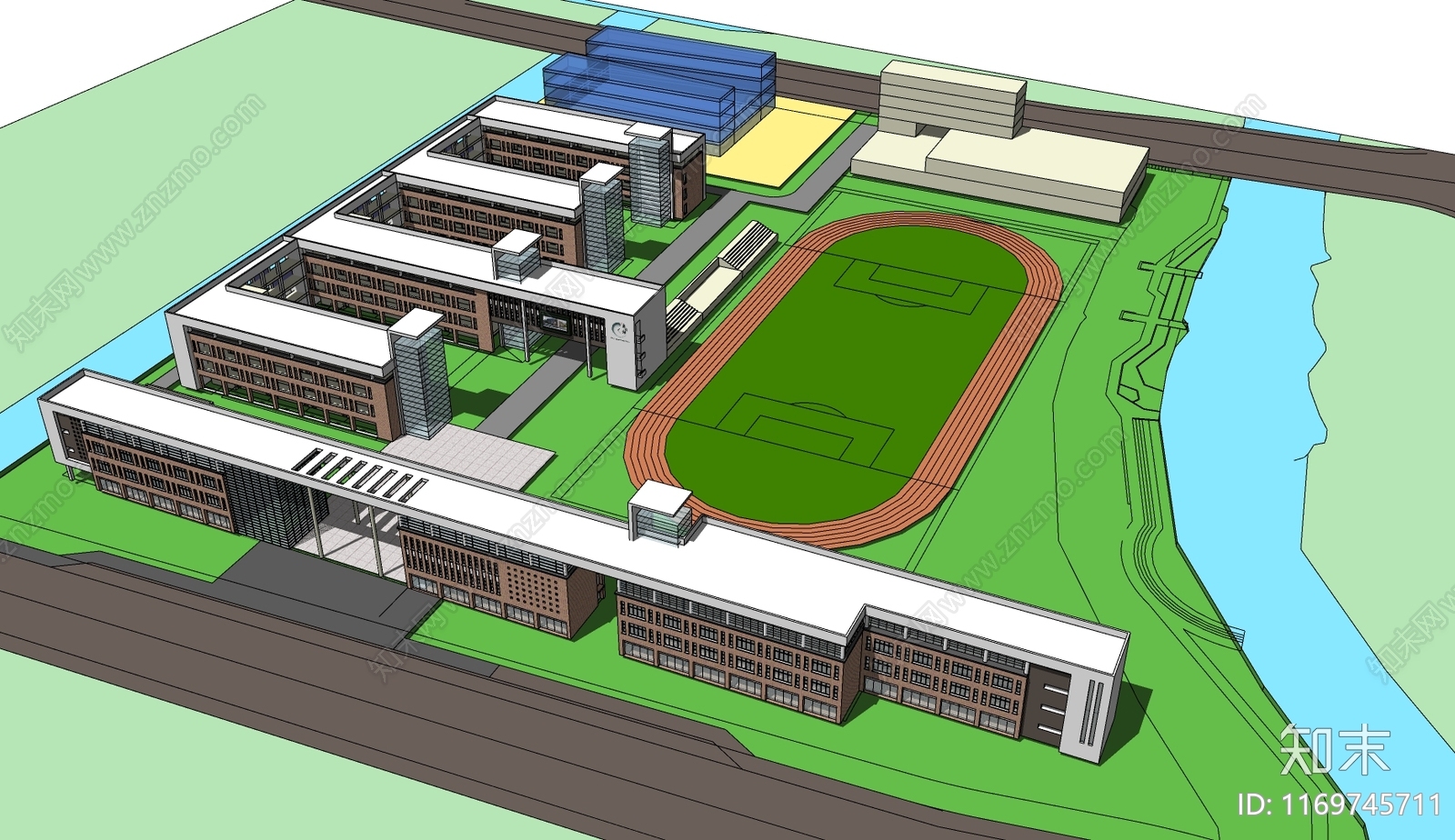 简约学校建筑SU模型下载【ID:1169745711】