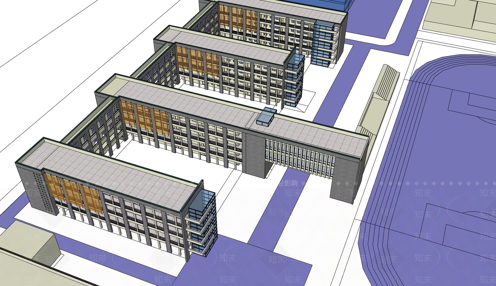 现代学校建筑SU模型下载【ID:1169746369】