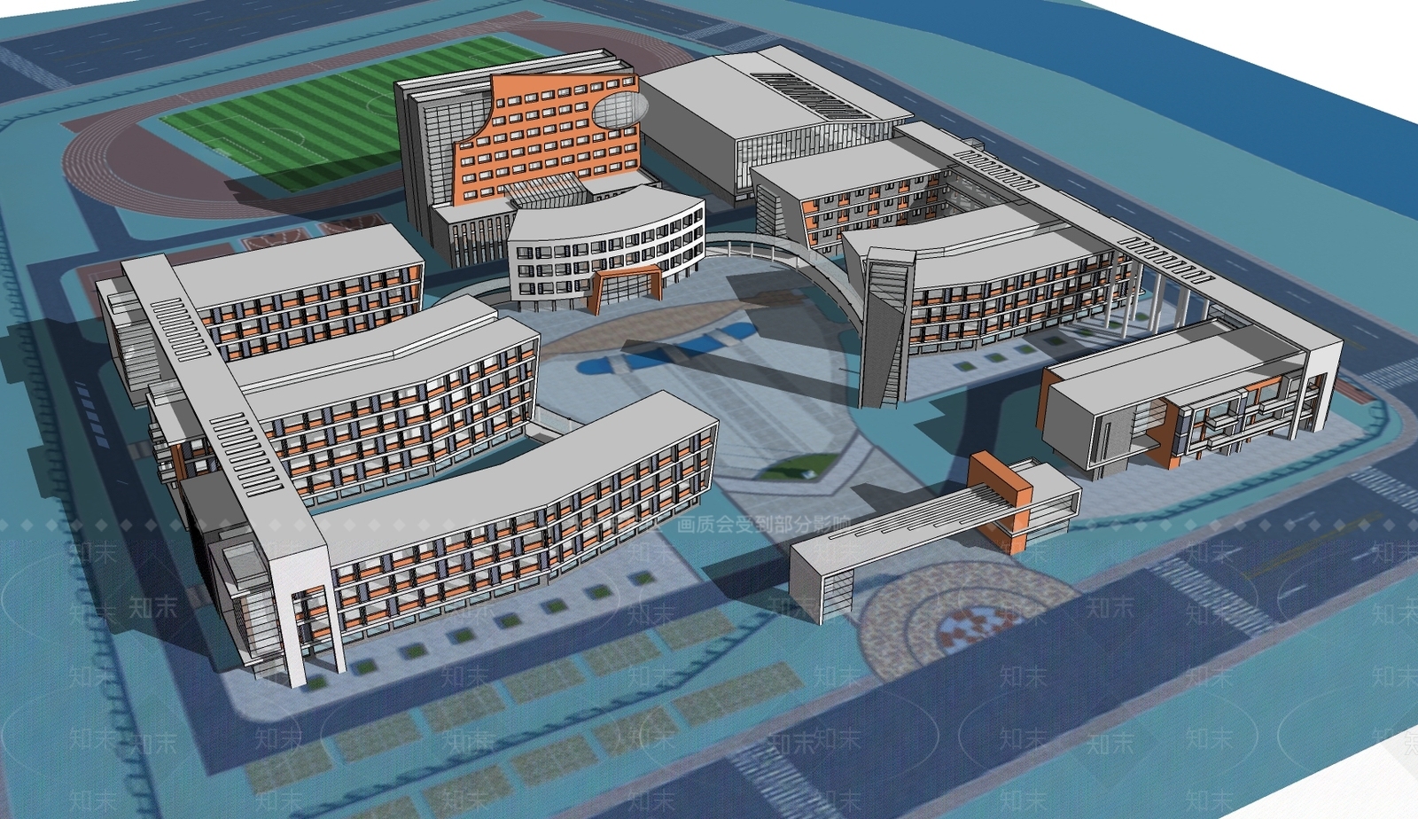 现代简约学校建筑SU模型下载【ID:1169747726】