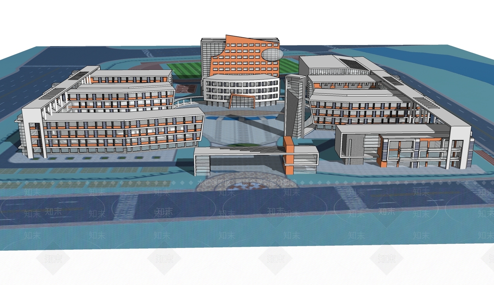 现代简约学校建筑SU模型下载【ID:1169747726】