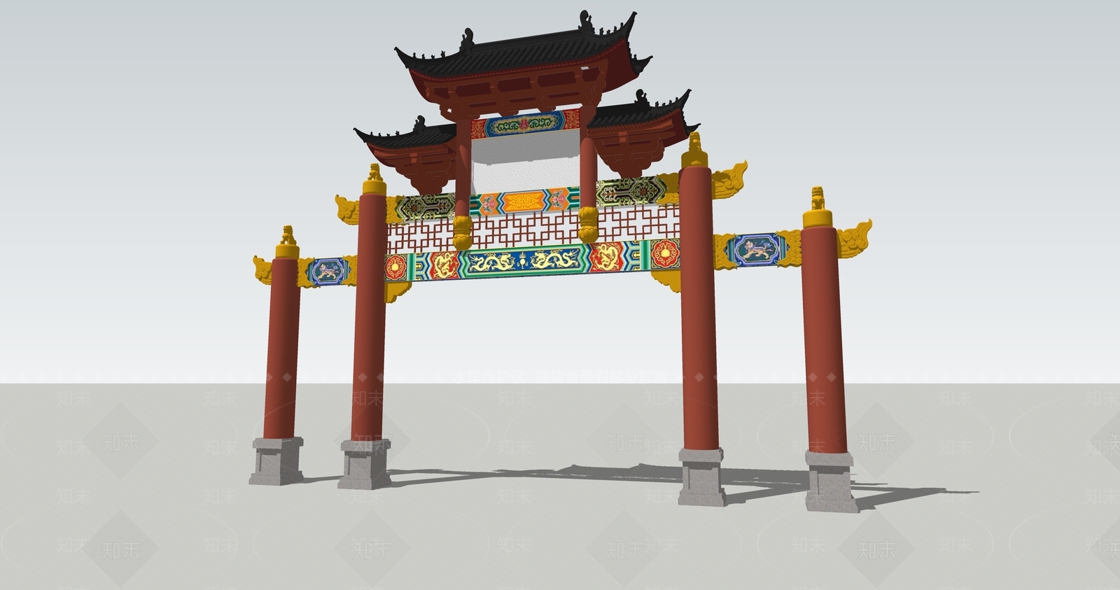 中式牌坊牌楼SU模型下载【ID:1169750074】