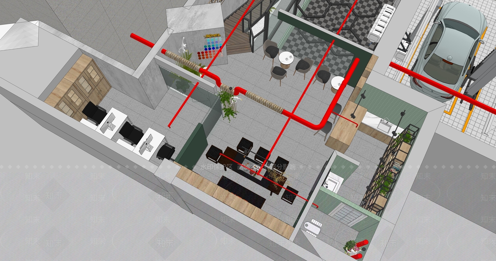 工业汽车4S店SU模型下载【ID:1169753533】