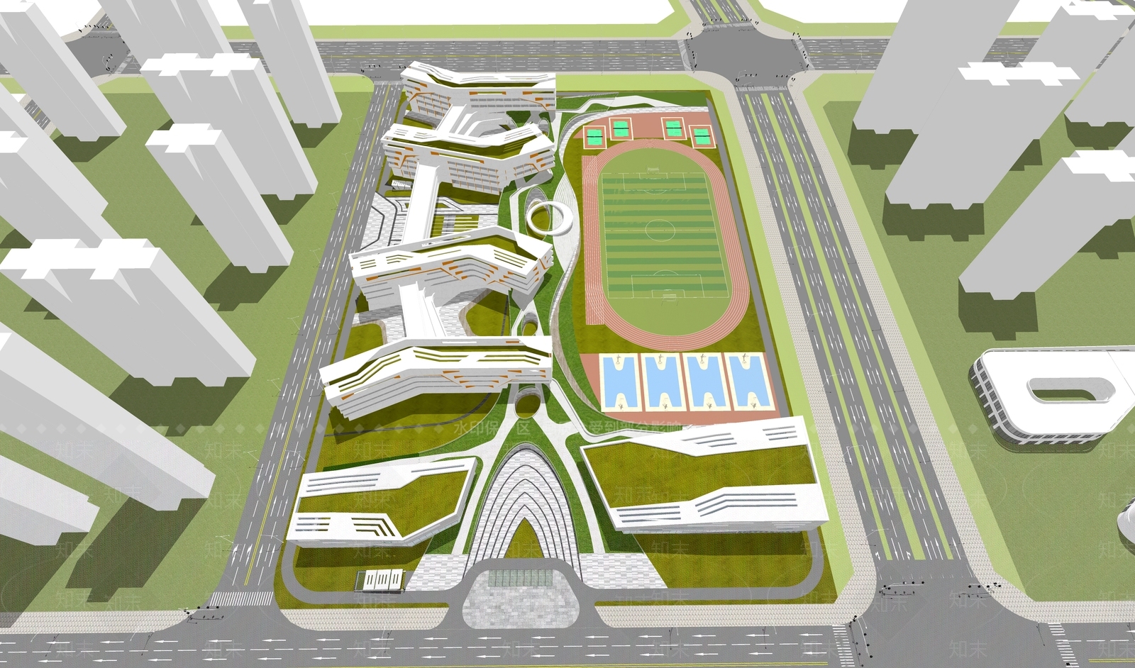 现代学校建筑SU模型下载【ID:1169754810】