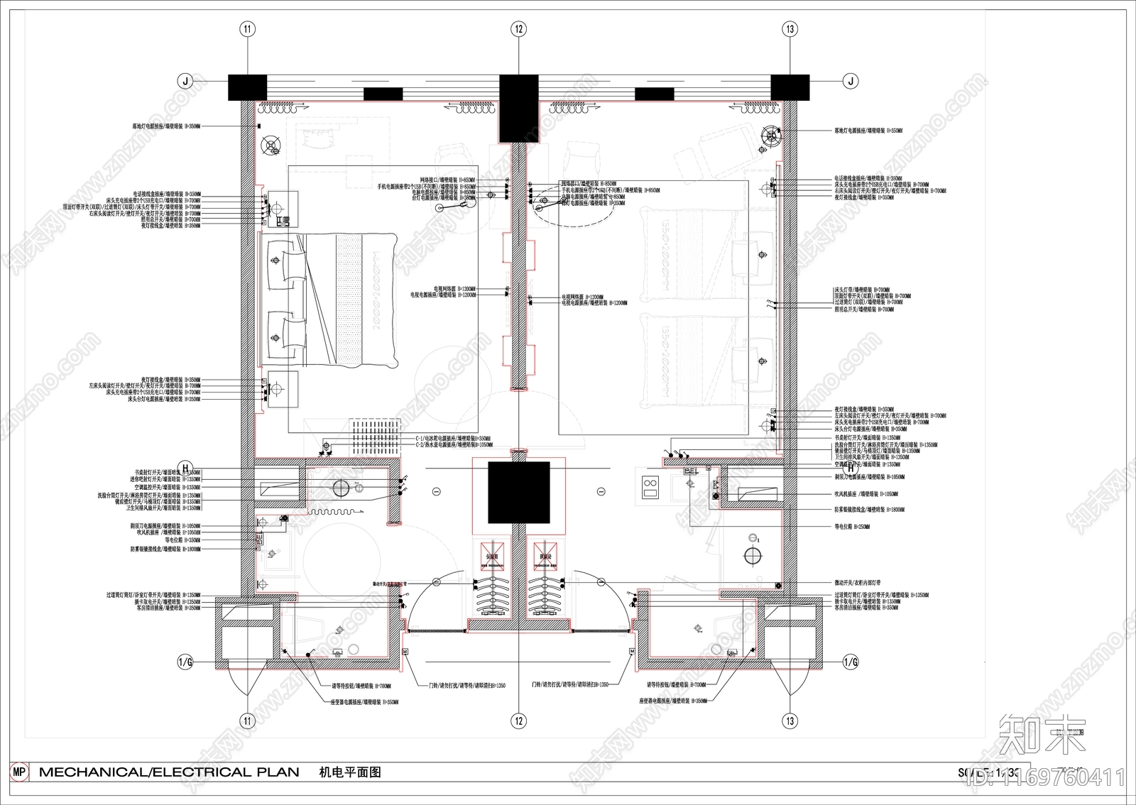 现代整体家装空间施工图下载【ID:1169760411】