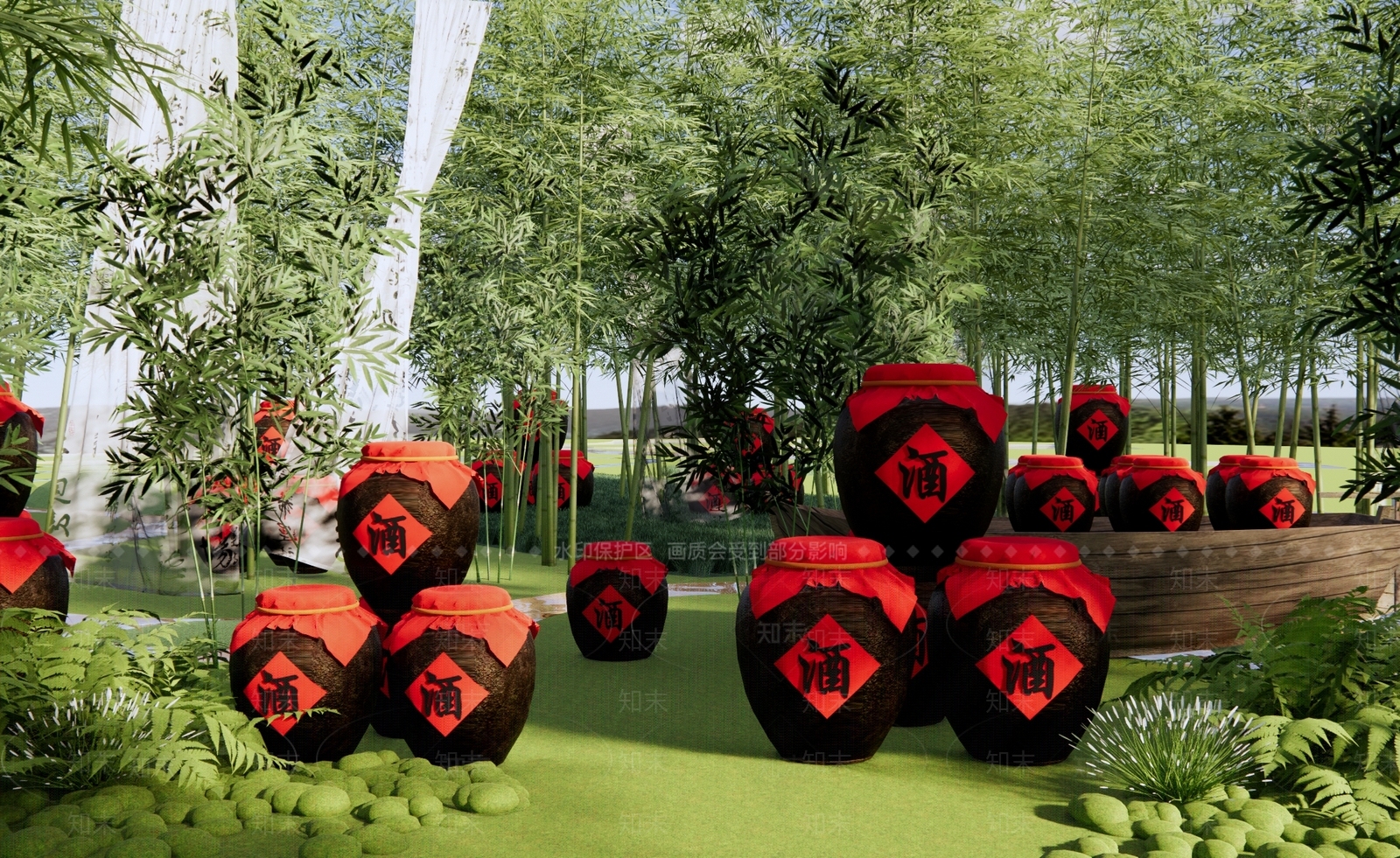 新中式景观公园SU模型下载【ID:1169762752】