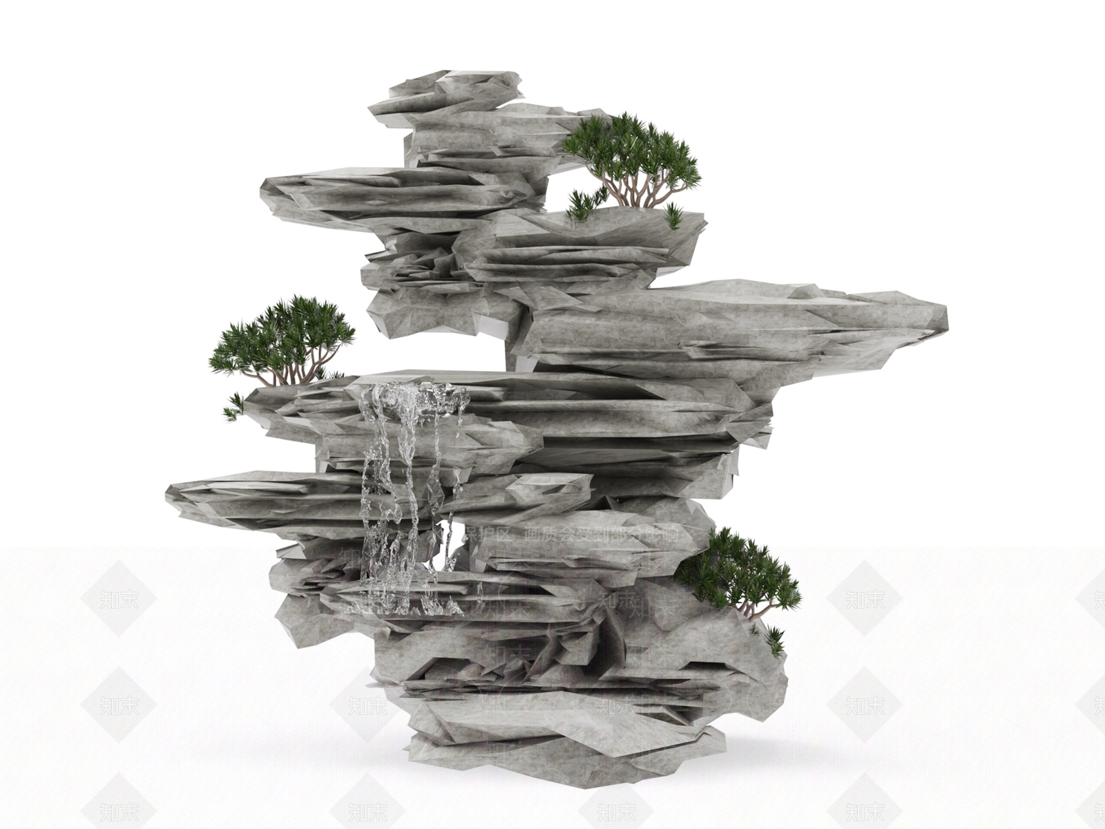 现代新中式假山水景3D模型下载【ID:1169763912】