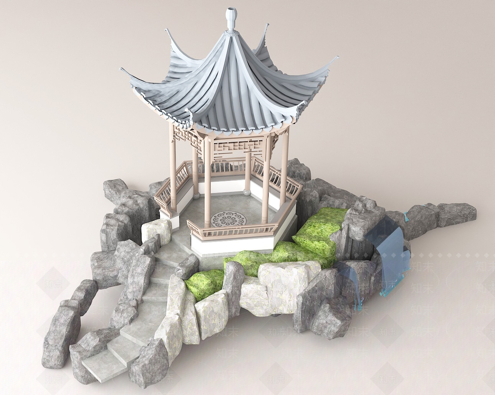 现代中式亭子3D模型下载【ID:1169768190】