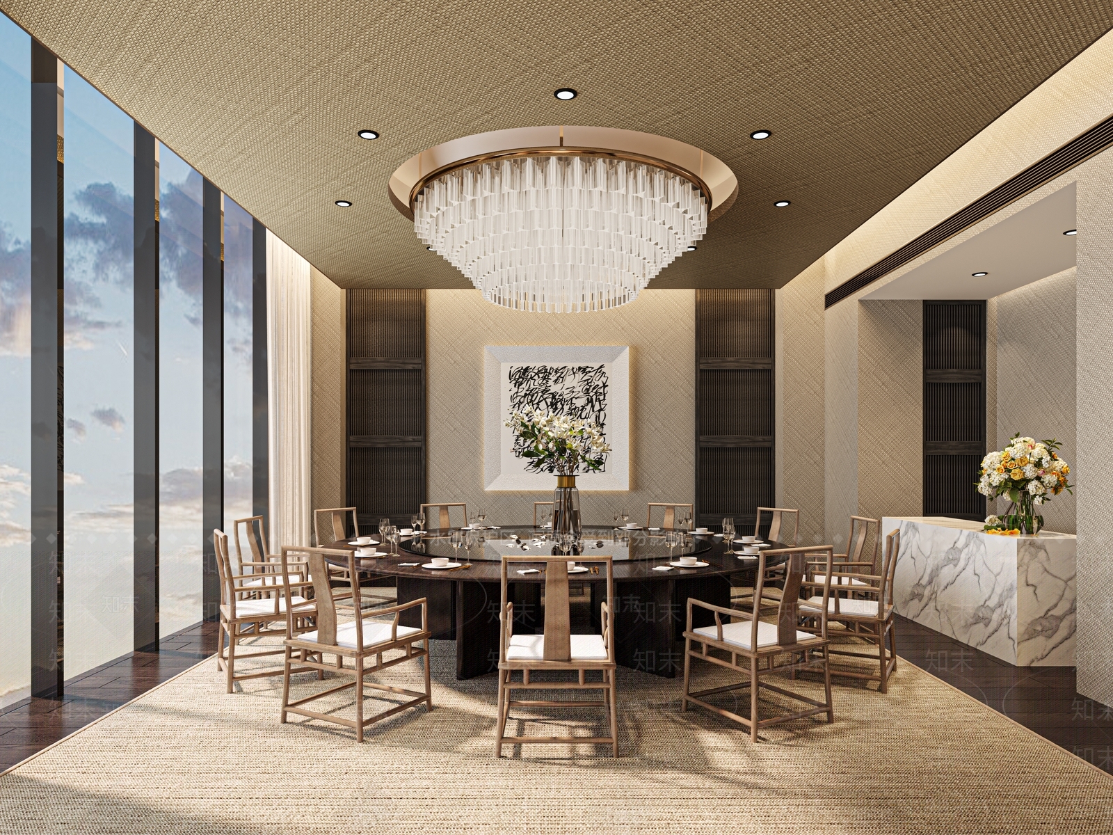 新中式现代包厢3D模型下载【ID:1169774644】